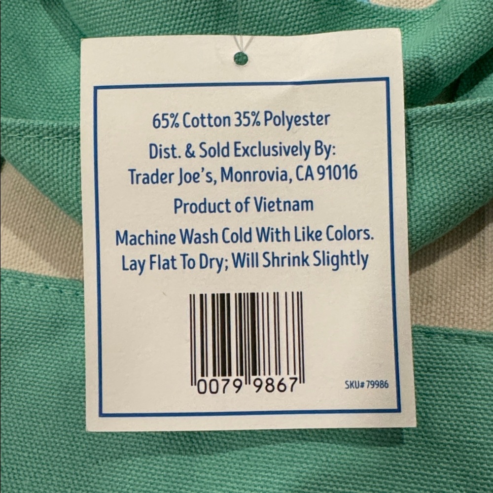 Trader Joe's Mini Tote Bags Green Mint Pastel NWT - Picture 3 of 5